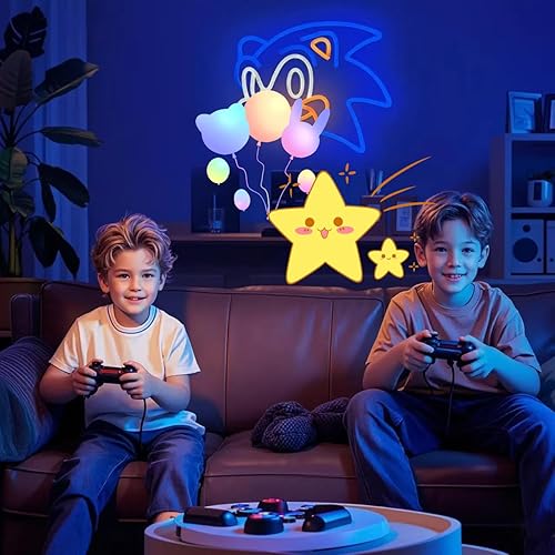 Miniatura 2 de Luces LED de neón de erizo, luces de neón para juegos USB, decoraciones de pared sónico el mejor regalo de juego para adolescentes, decoraciones de