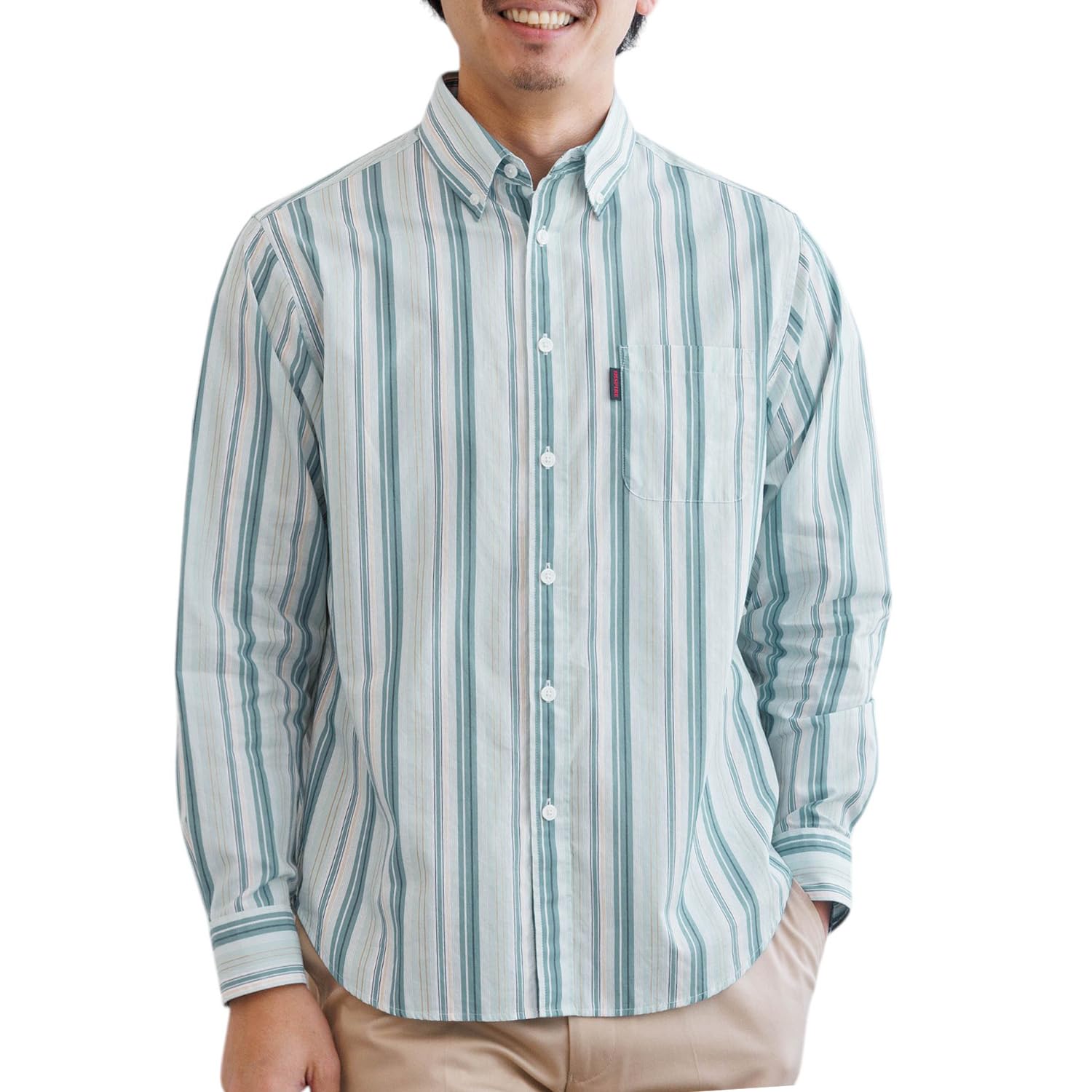 RaPPELER ストライプ長袖シャツ ストライプシャツ メンズ 厚手 ネルシャツ 長袖シャツ 暖かい