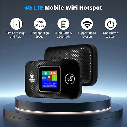 Miniatura 2 de Hotspot móvil 4G LTE, dispositivo de punto de acceso Wi-Fi de 150 Mbps con ranura para tarjeta SIM, enrutador Wi-Fi portátil conecta hasta 10