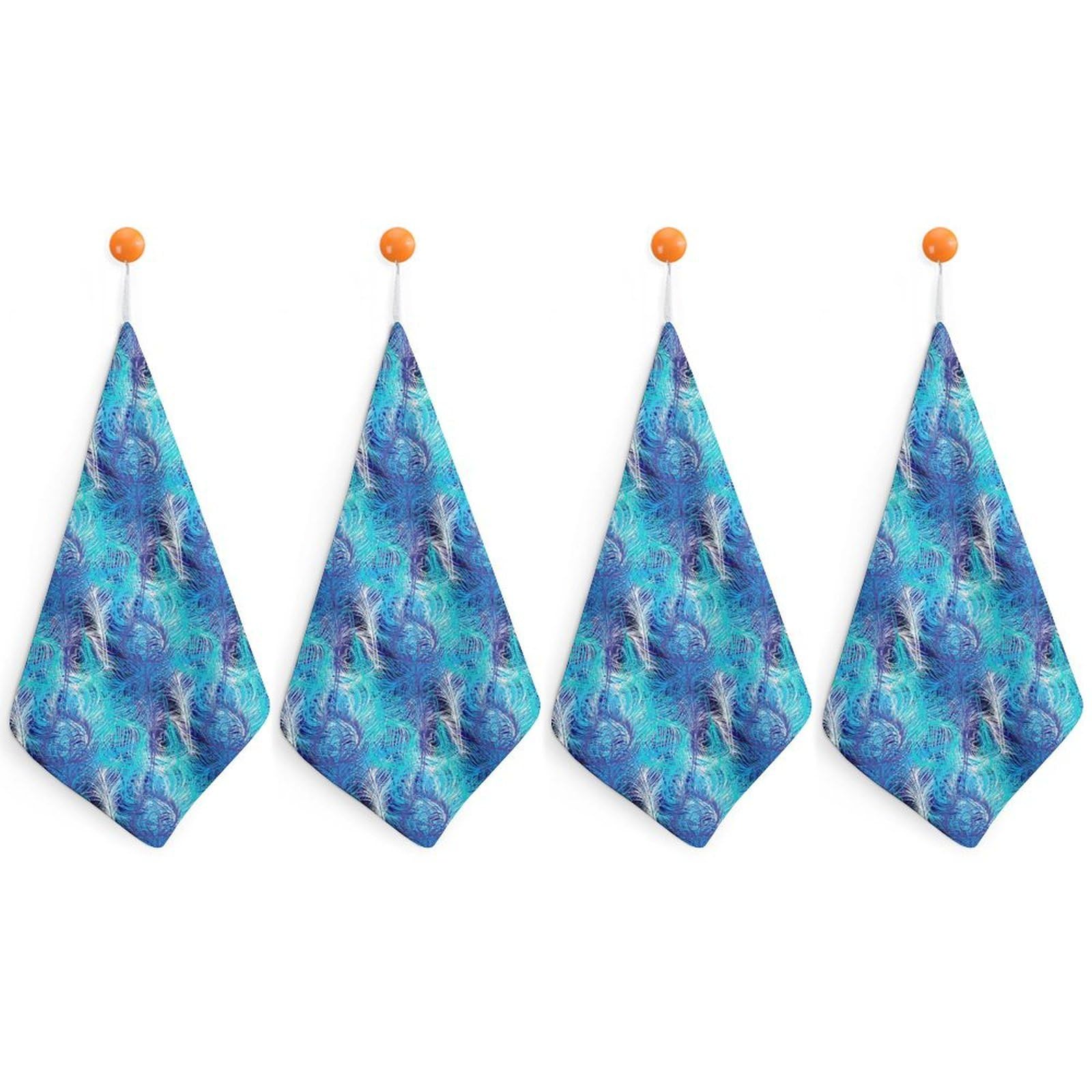 TXFBTRFSA Colorful Peacock Feathers Hand Towels with Hanging Loop Kitchen Towel Handkerchiefs Cleaning Cloths