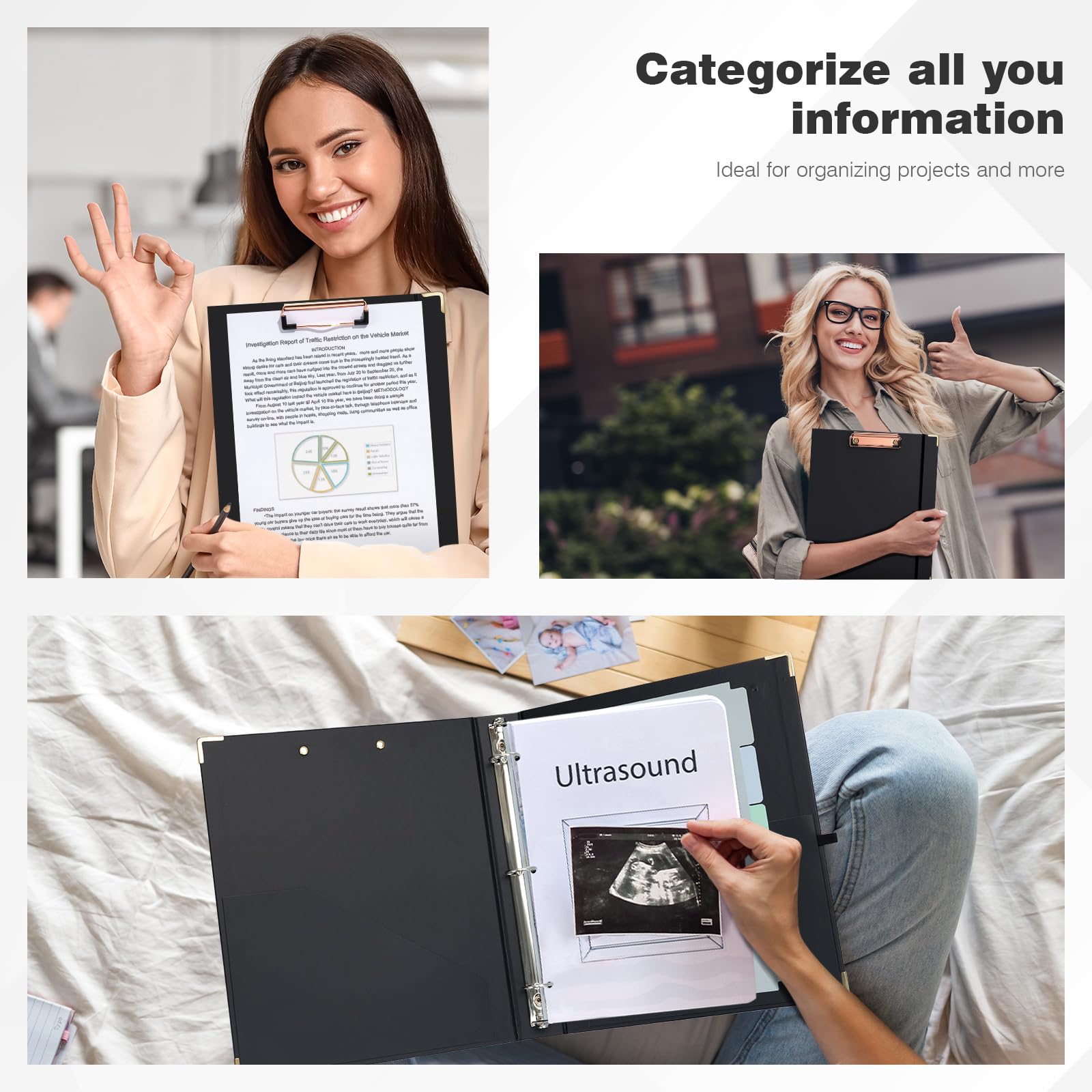 Snapklik.com : Ospelelf 3 Ring Binder 1 Inch, Clipboard Binders For ...