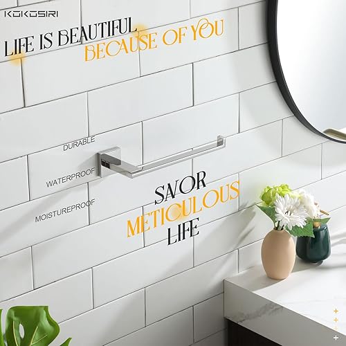 Miniatura 4 de KOKOSIRI Barra de toalla de mano cromada para baño, soporte para anillo de toalla montado en la pared para gabinete de inodoro de cocina acero