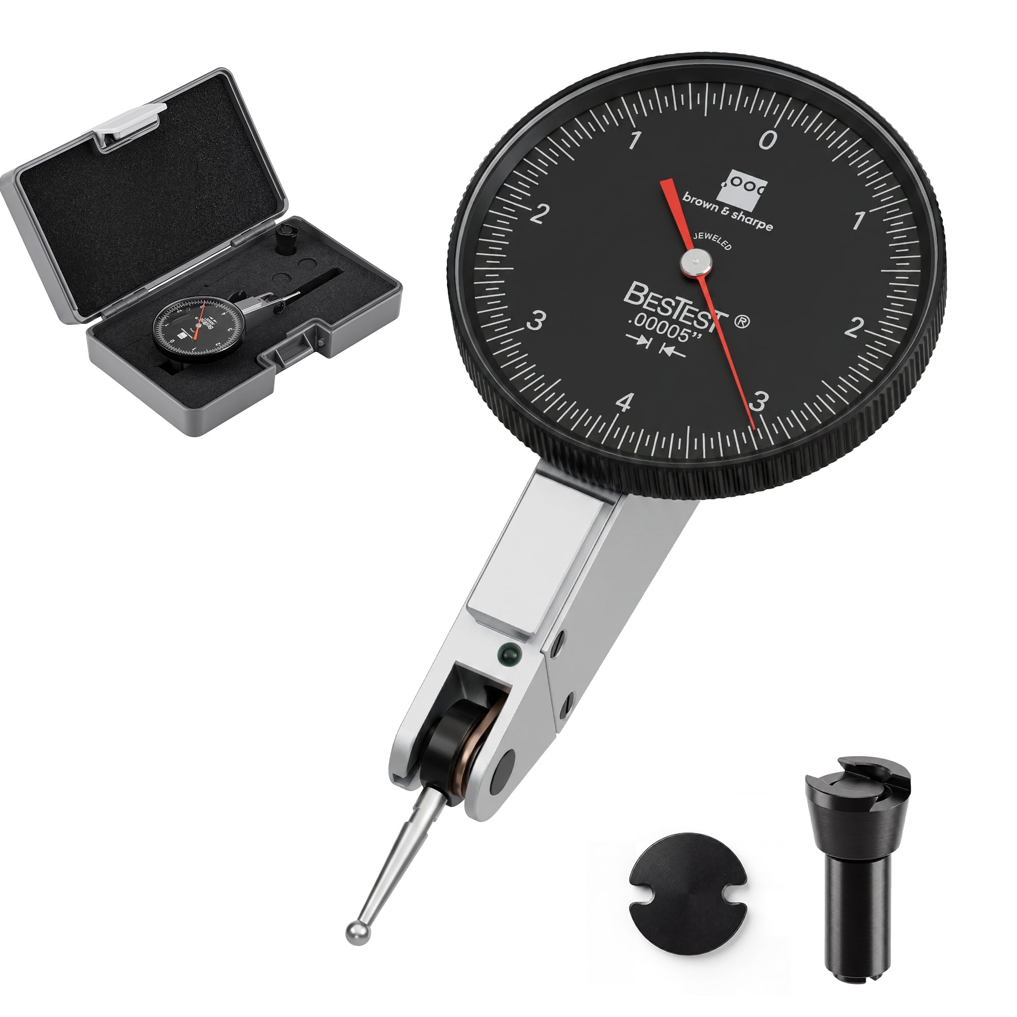 TESA Brown & Sharpe 599-7033-5 Dial Test Indicator Set, Black Dial