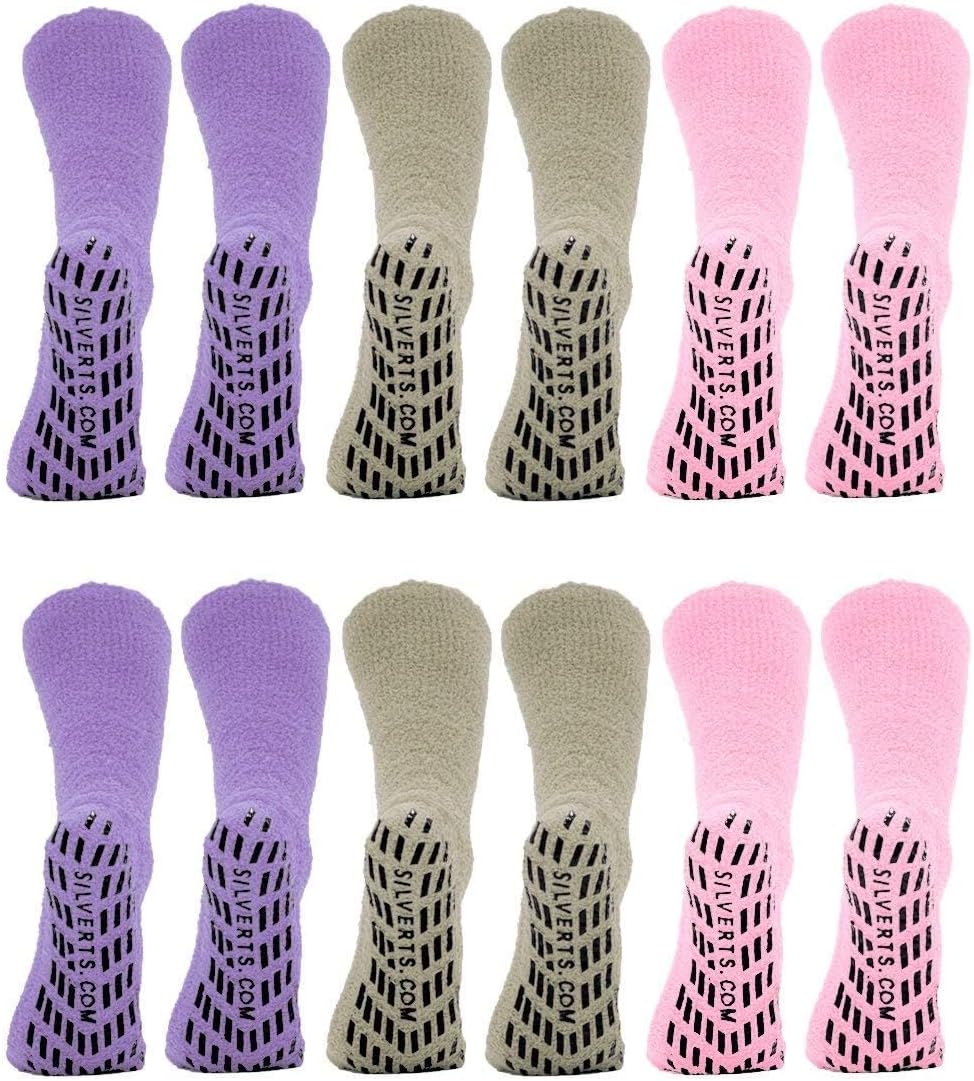 Silverts Non-Skid Hospital Socks 6 Pack, Safety Grip for Men & Women image 4