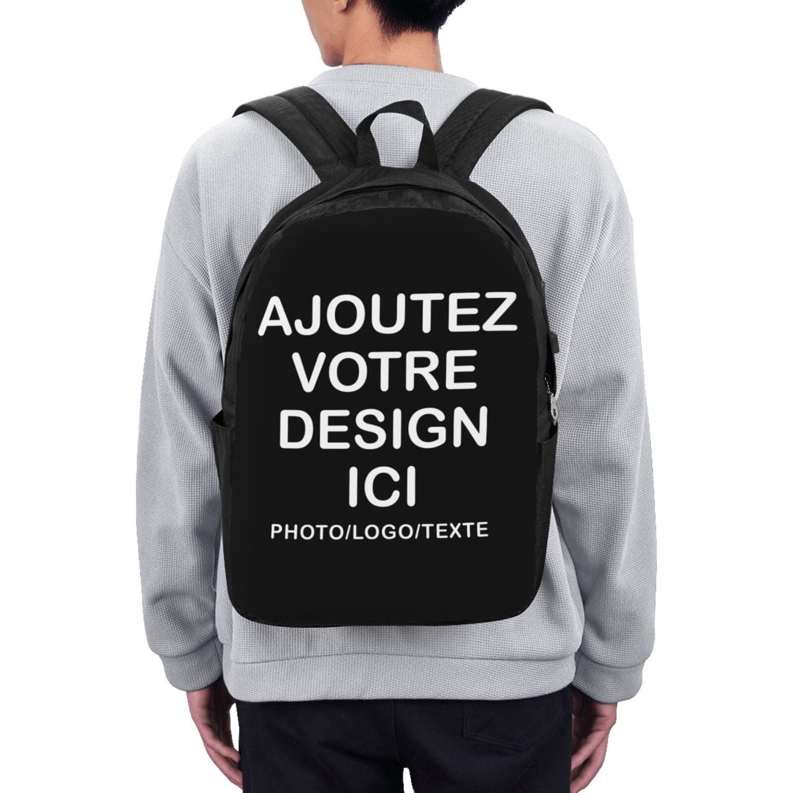 Sac à dos personnalisable – personnalisée Avec Photo Texte Image ou logo – personnalisé sac a dos léger pour étudiants, voyages, camping & rentrée scolaire