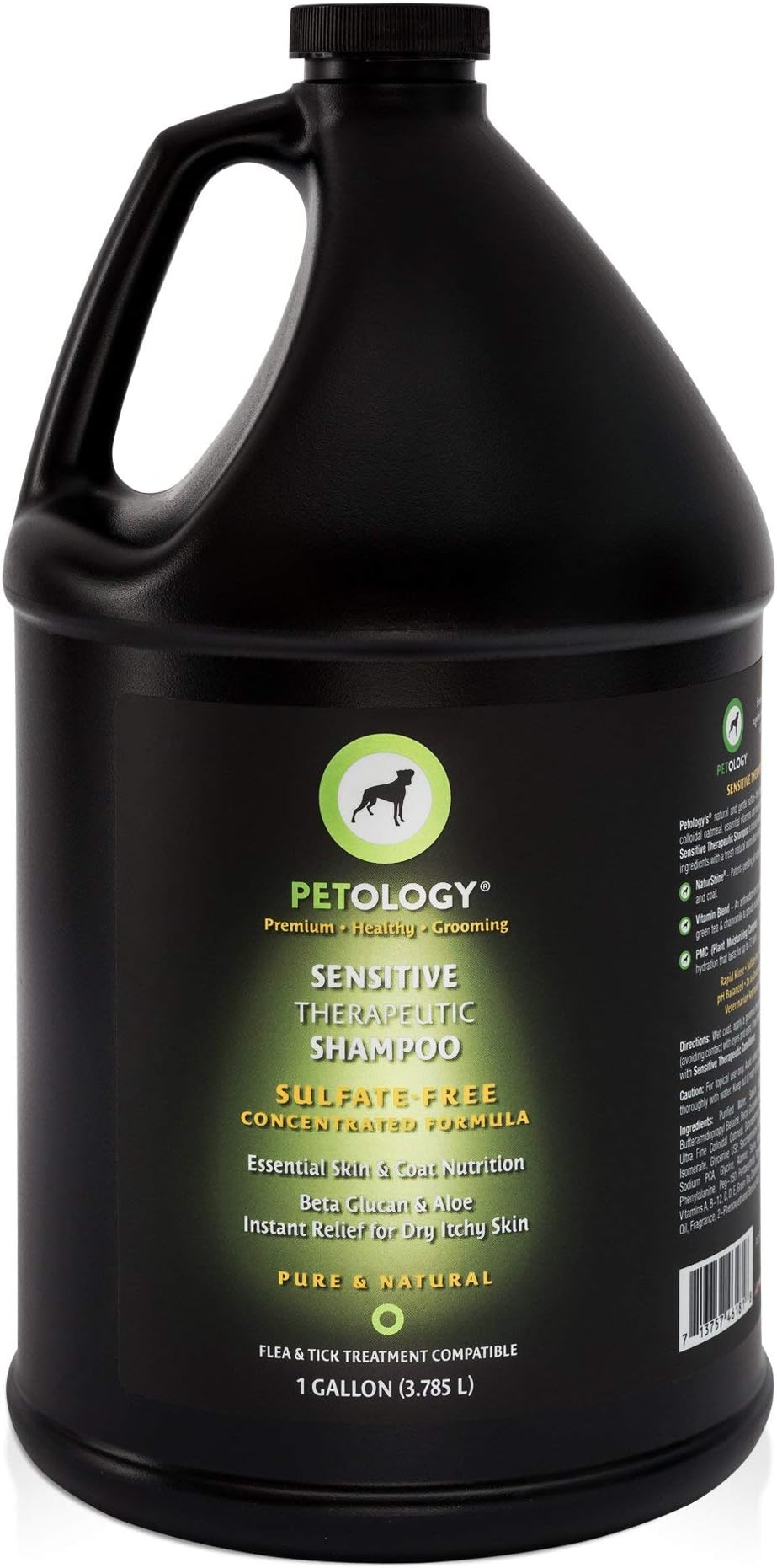 Sensitive Therapeutic Dog Shampoo, Gallon - Natural, Gentle, Sulfate-Free, Infused with Beta Glucan, Aloe, and Colloidal Oatmeal, Helps Relieves Itching and Irritation, Bulk Refill 128 oz