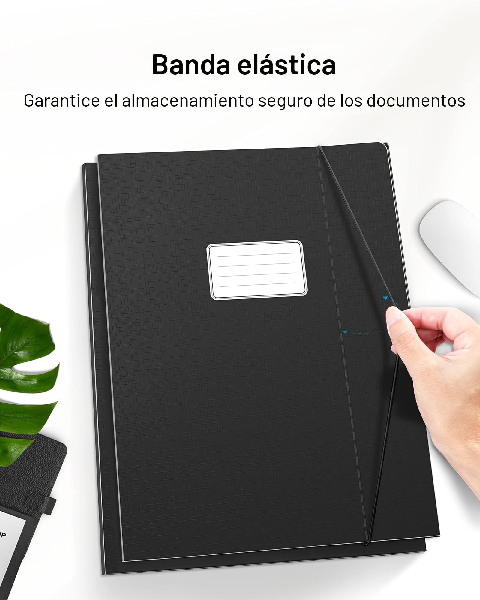 JiaWei Pack de 12 Carpeta con Gomas Elásticas, Lomo de 11 mm, Fabricado en Cartón Extra Fuerte de 350 g/m², para Carpeta A4 - Negro