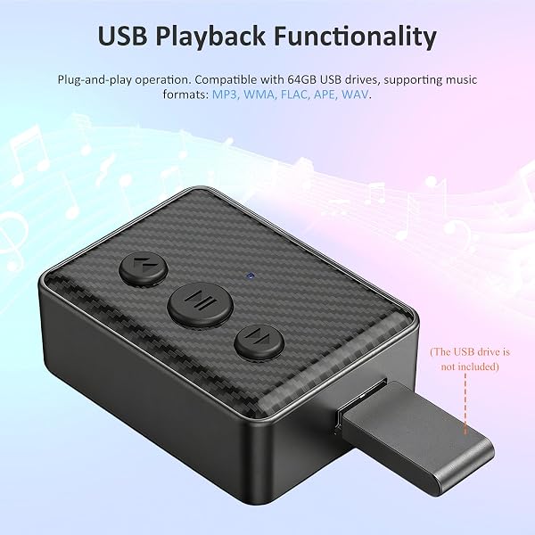 Ricevitore Audio Bluetooth 5.4,Adattatore Bluetooth con Uscita RCA/AUX Jack 3,5mm e Controllo Volume,Supporto USB,Ricevitore Bluetooth per Auto & sistema stereo in streaming di musica domestica, HiFi - 3