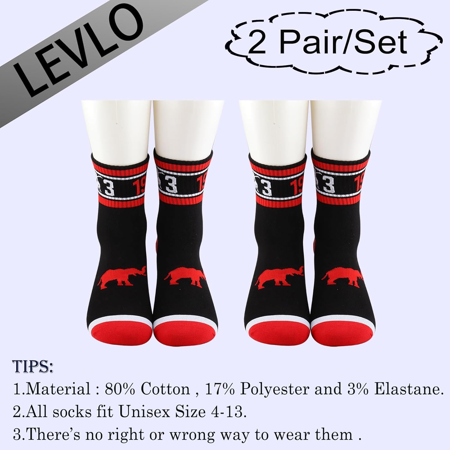 LEVLO Sister Sorority Socks Elephant 1913 Sorority Sister Socks Gift Sister Birthday Socks - Image 2