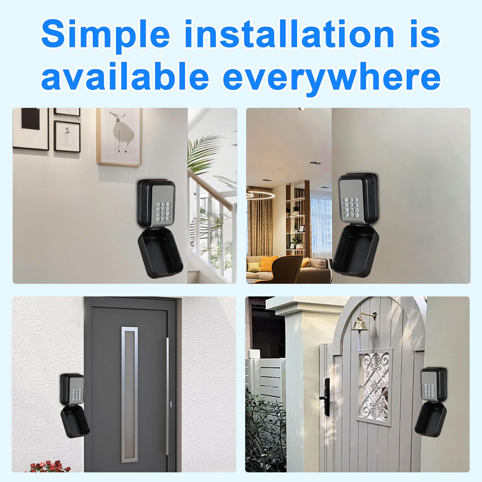 Smart - Caja fuerte para llaves (impermeable, para exteriores) | Bluetooth con código numérico de 6 a 9 dígitos, compatible con aplicación TTLock y código PIN caja fuerte para casa o garaje