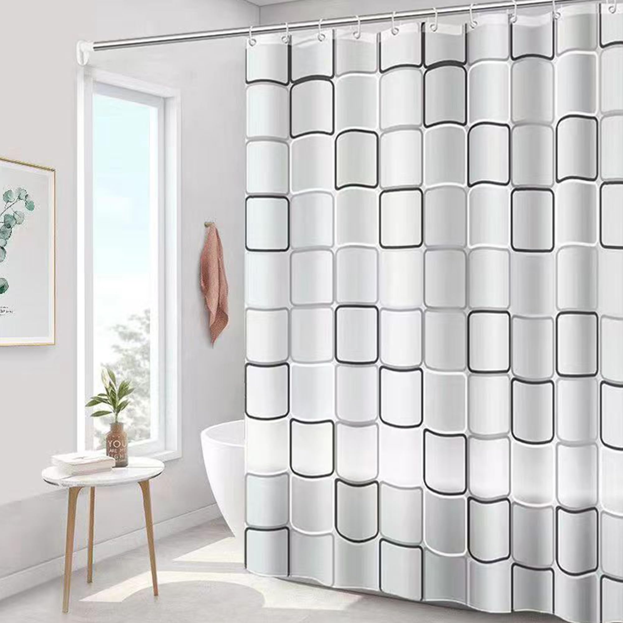 UMAI Shower Curtain & Bath Mat Set - Waterproof & Easy Clean -7