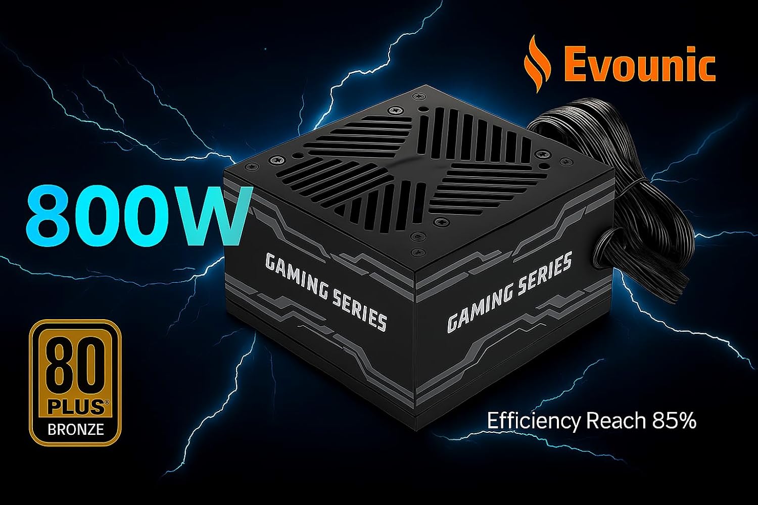 800W 80 Plus Bronze Certified ATX Power Supply – Full Modular PSU with Active PFC, Dual/Quad Core Support, SLI/Crossfire, Haswell Ready – Gaming/Desktop PC Compatible (800W Non-Modular)