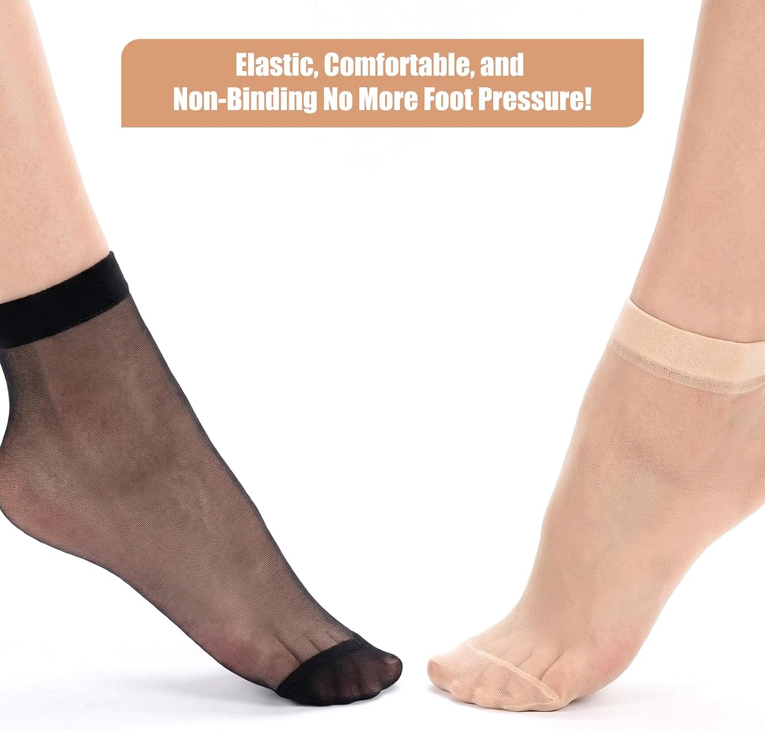 TIESOME 20 Pairs Sheer Ankle Socks, Nylon Ankle High Socks for Women, Lightweight Soft Stockings with Reinforced Toe