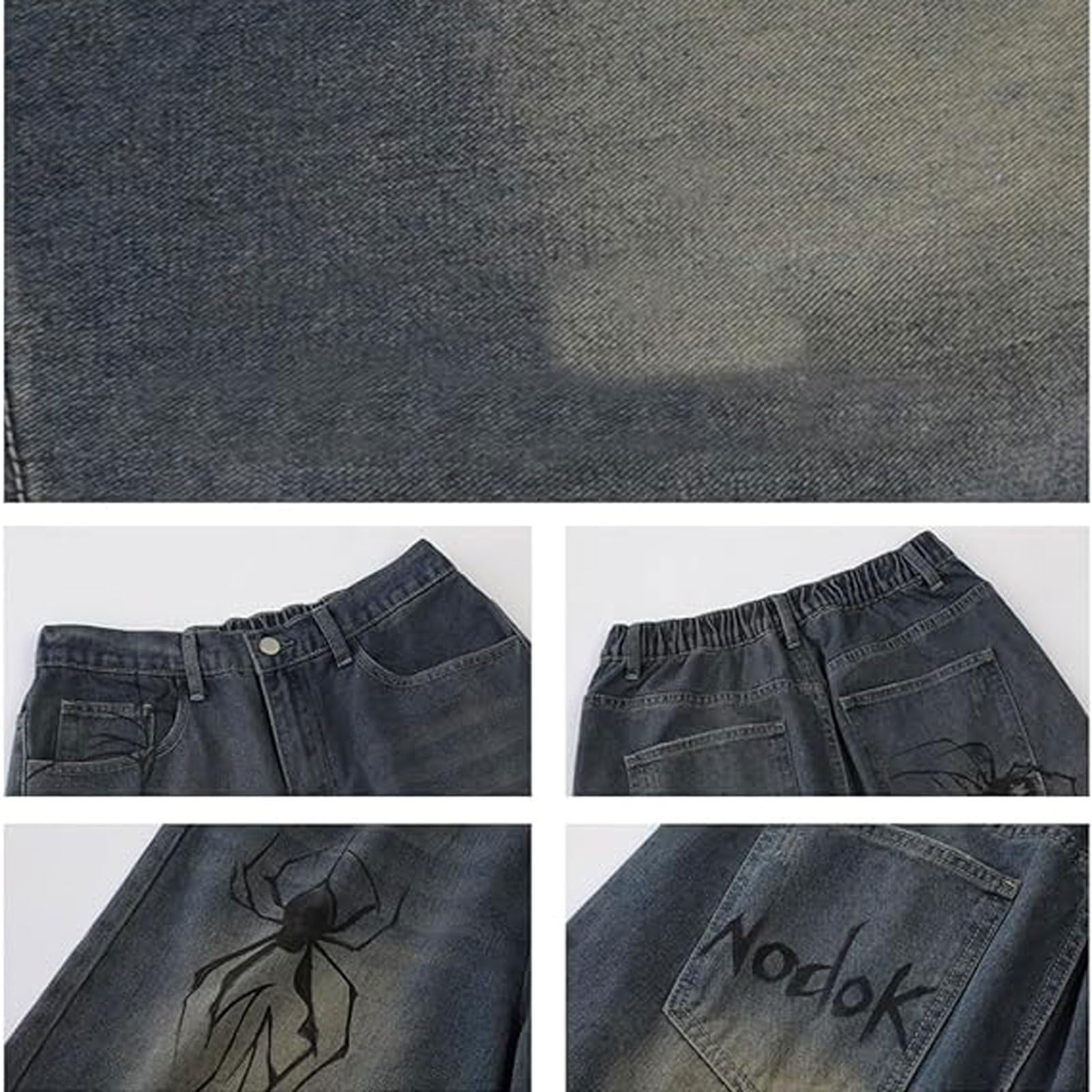 Y2K Jean Jorts Spider Baggy Casual Loose Straight Wide Leg Shorts Verstellbar Grunge Harajuku Streetwear