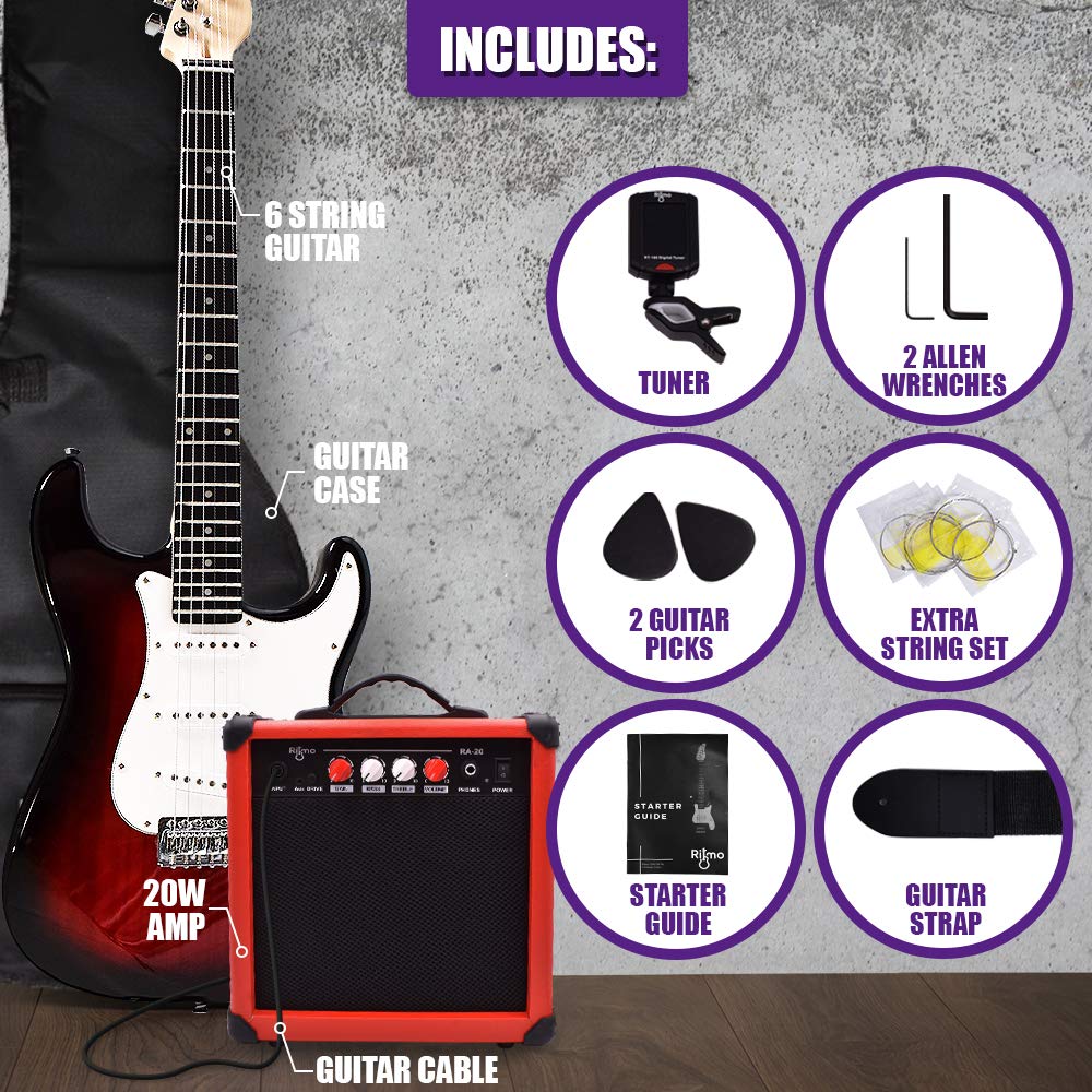 Complete 39 Inch Guitar and Amp Bundle Kit for Beginners-Starter