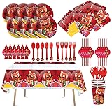 ❦ [Contenido del paquete] Turning Red Kids Birthday Party incluye 10 platos de 7 pulgadas, 10 vasos de papel, 20 pañuelos, 6 cometas de burbujas, 10 pajitas de plástico, 10 tenedores, 1 cuchara, 1 mantel, 68 suministros para fiestas, el juego de decoraciones de cumpleaños es adecuado para fiestas pequeñas de más de 10 años, ¡la mejor opción para la decoración de fiestas!