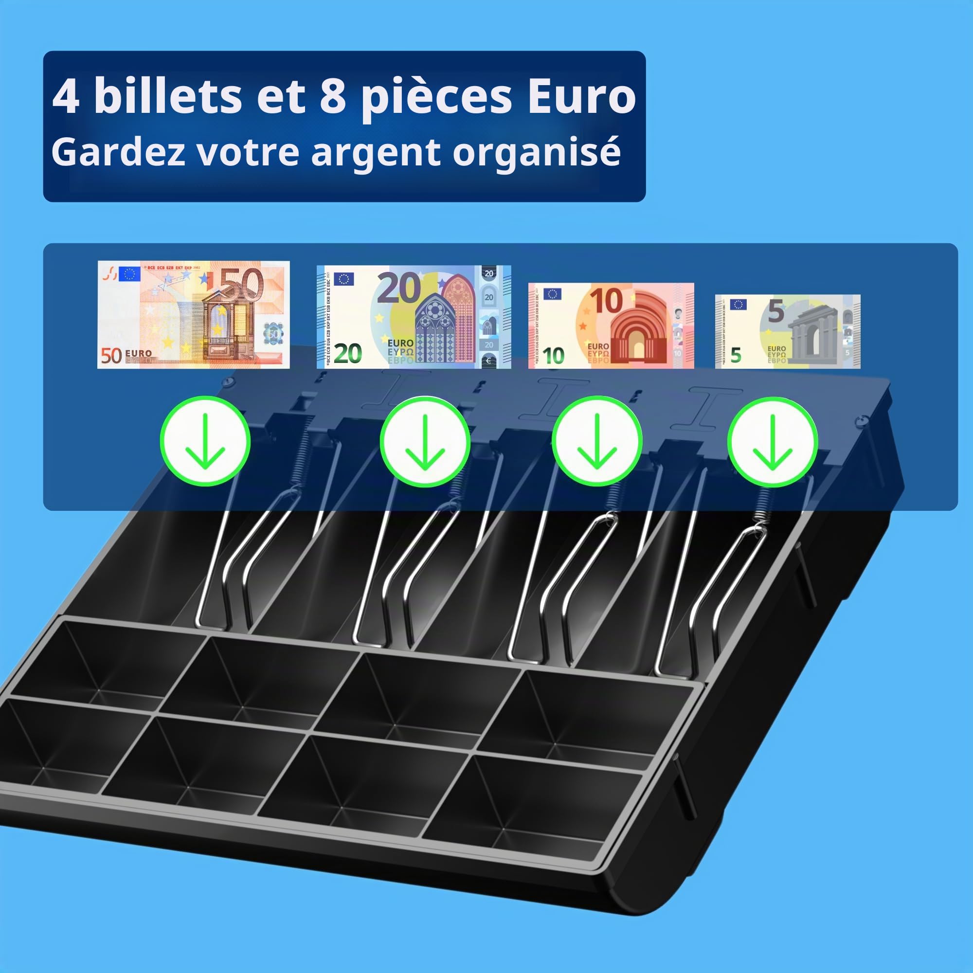 Tiroir à pièces interne Tiroir à billets pour tiroir-caisse - Usage léger - POS VALLEY®