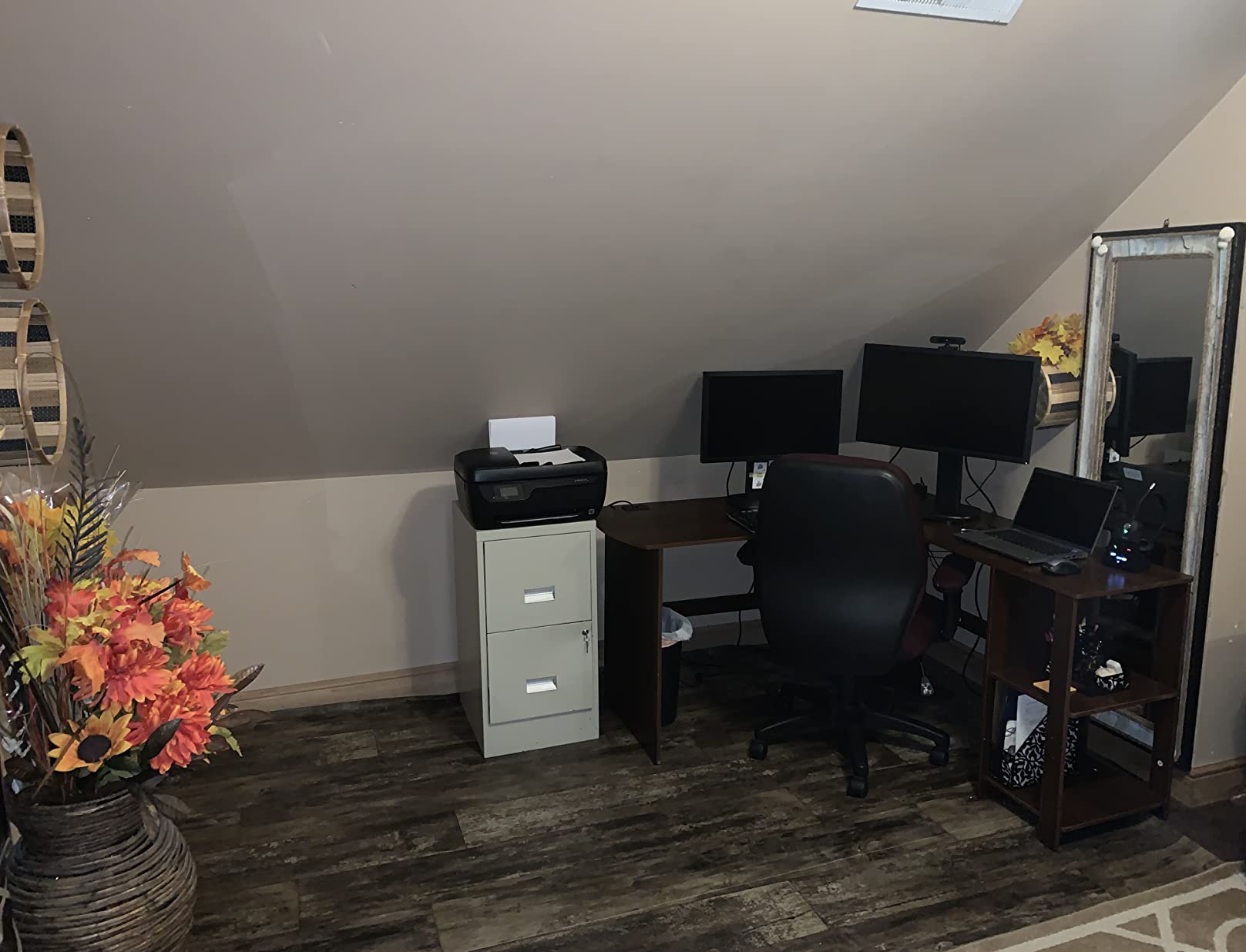 18/mo Finance SHW LShaped Home Office Corner Desk Wood Top, Oak