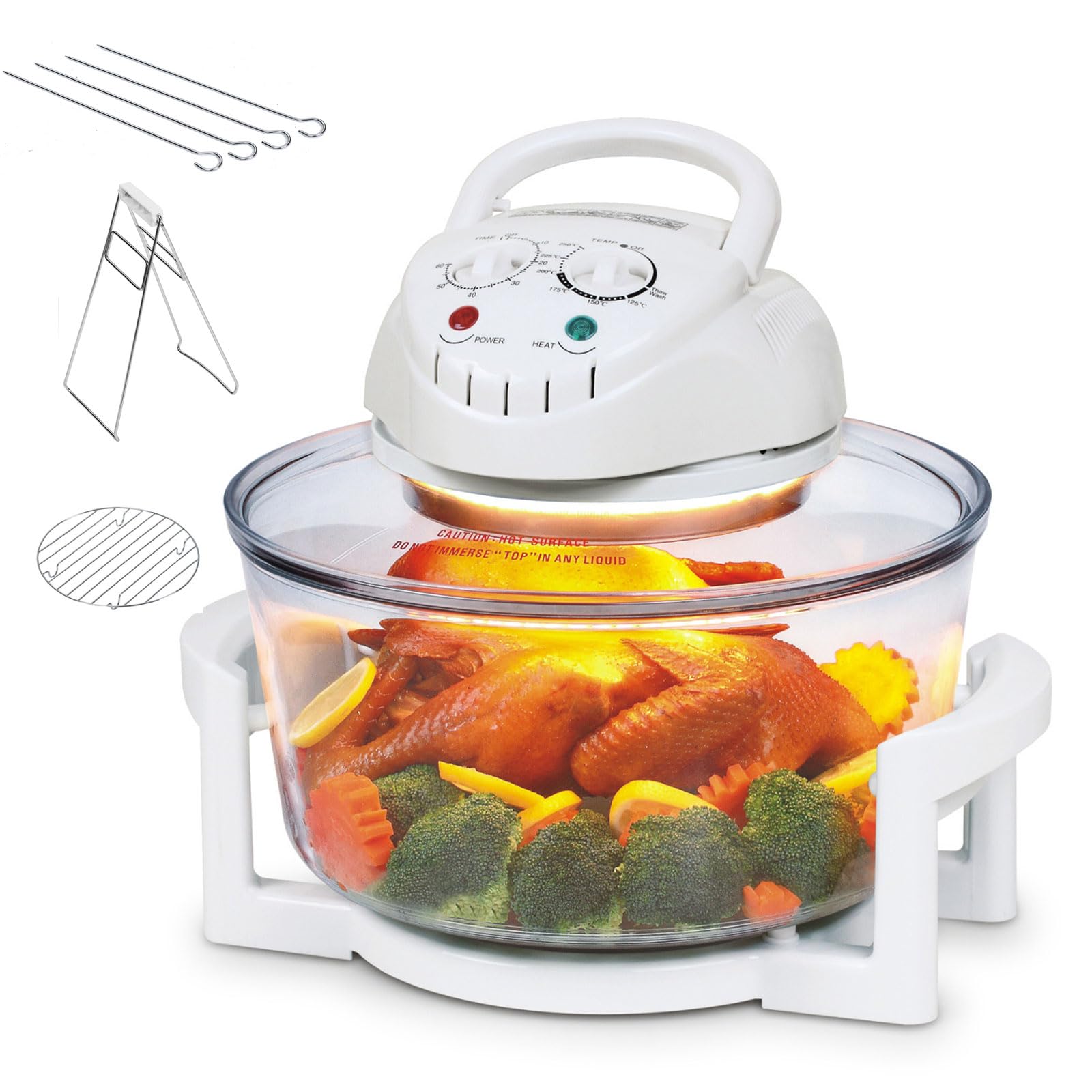 Freidora de aire Horno halógeno multifunción con temperatura ajustable y temporizador para hornear, asar a la parrilla, cocinar al vapor, asar a la parrilla y hacer barbacoas.