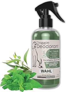 Wahl Dog Deodorant Spray - Eucalyptus & Spearmint Scent Refreshes Coat & Skin Between Baths, pH Balanced Model 820011A