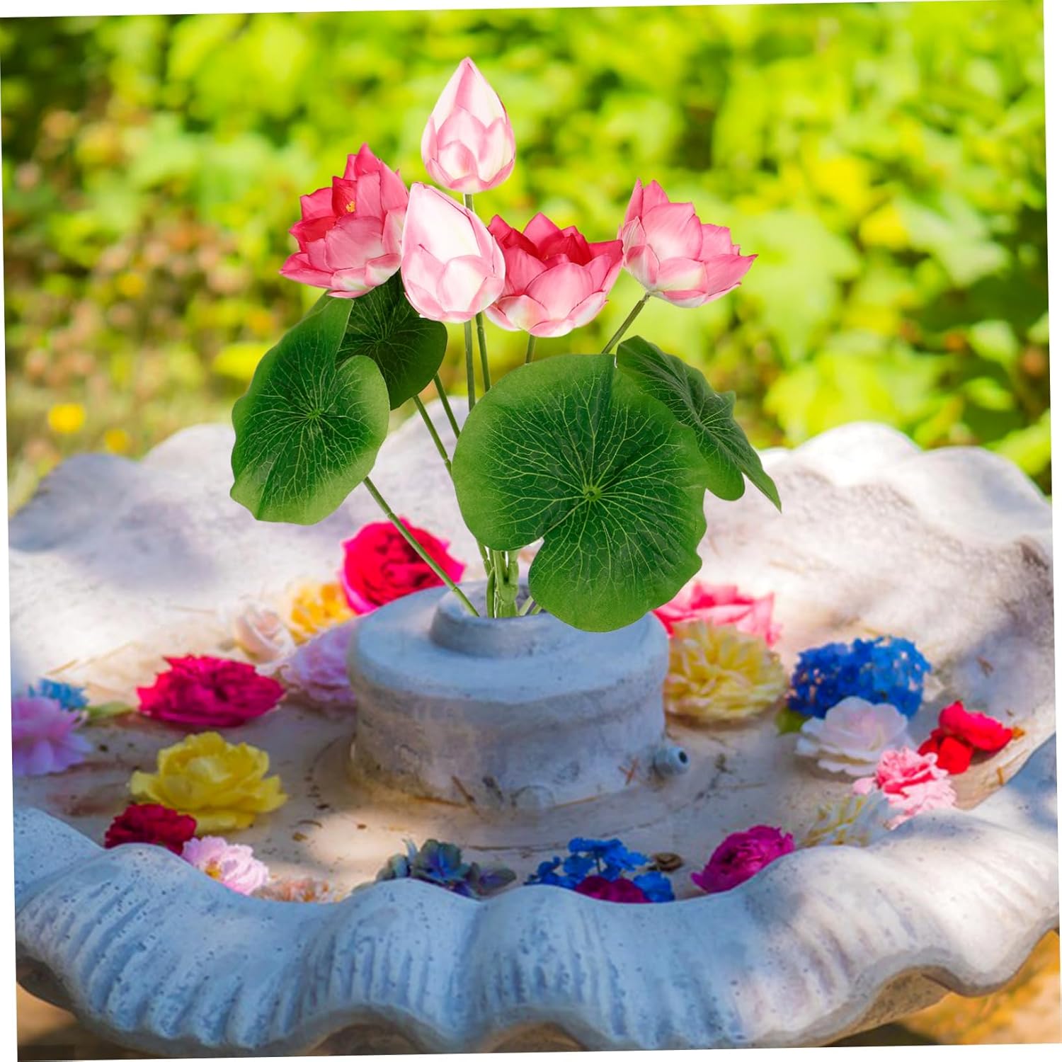 ABOOFAN Artificial Lotus Flower Decoration Lifelike Simulated Lotus Stems for Garden Home Decor Reusable and for Fish Tank and Aquatic Scenery