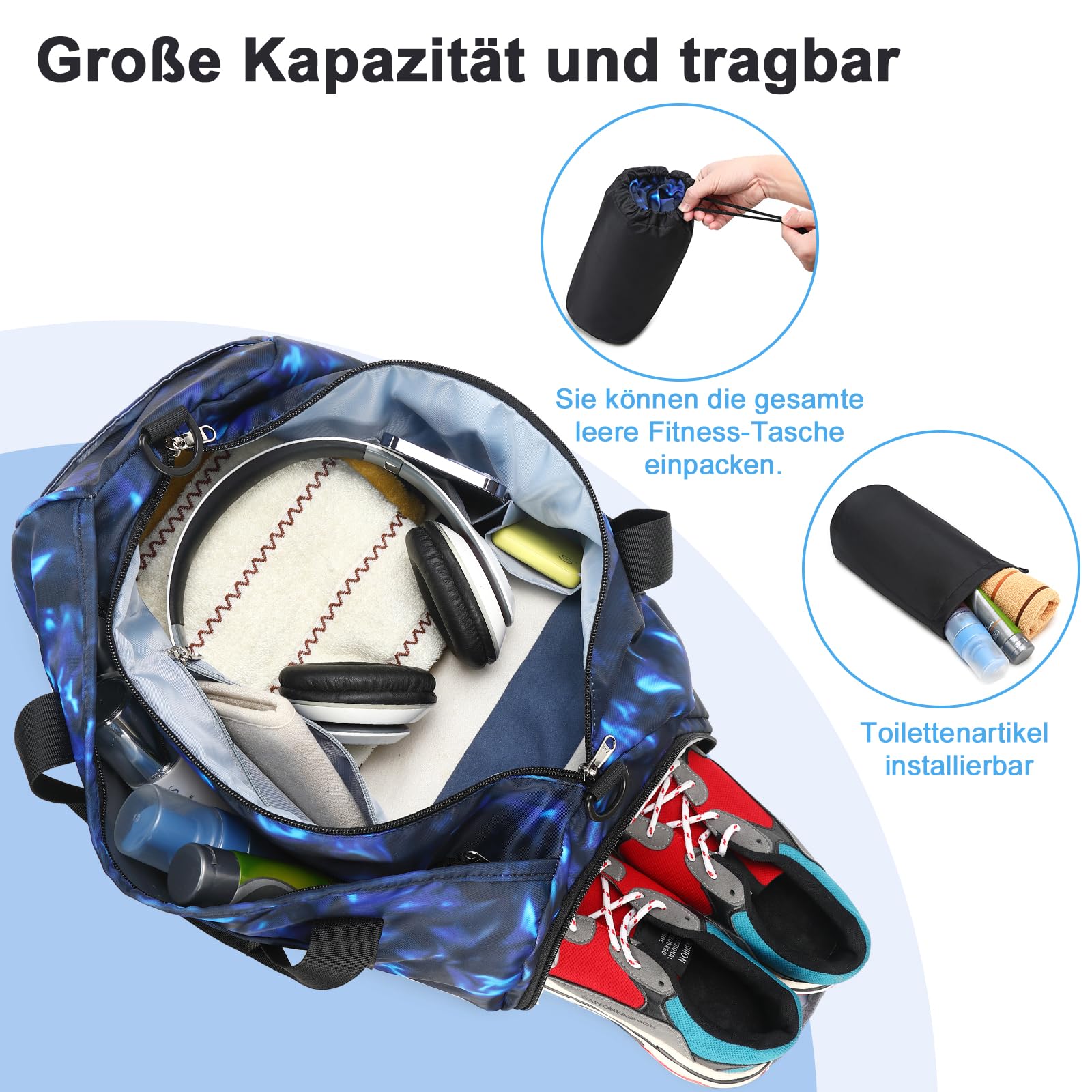LEDAOU Sporttasche Kinder Schwimmtasche Jungen Damen mit Schuhfach und Nassfach Badetasche Teenager Kleine Reisetasche Fitnesstasche Sports Outdoor