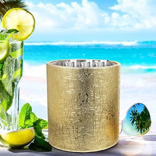 Miniatura 4 de Cubo de hielo con tapa, 2.8 L, doble pared de acero inoxidable que mantiene el frío durante más tiempo, cubo de hielo dorado aislado con pinza y