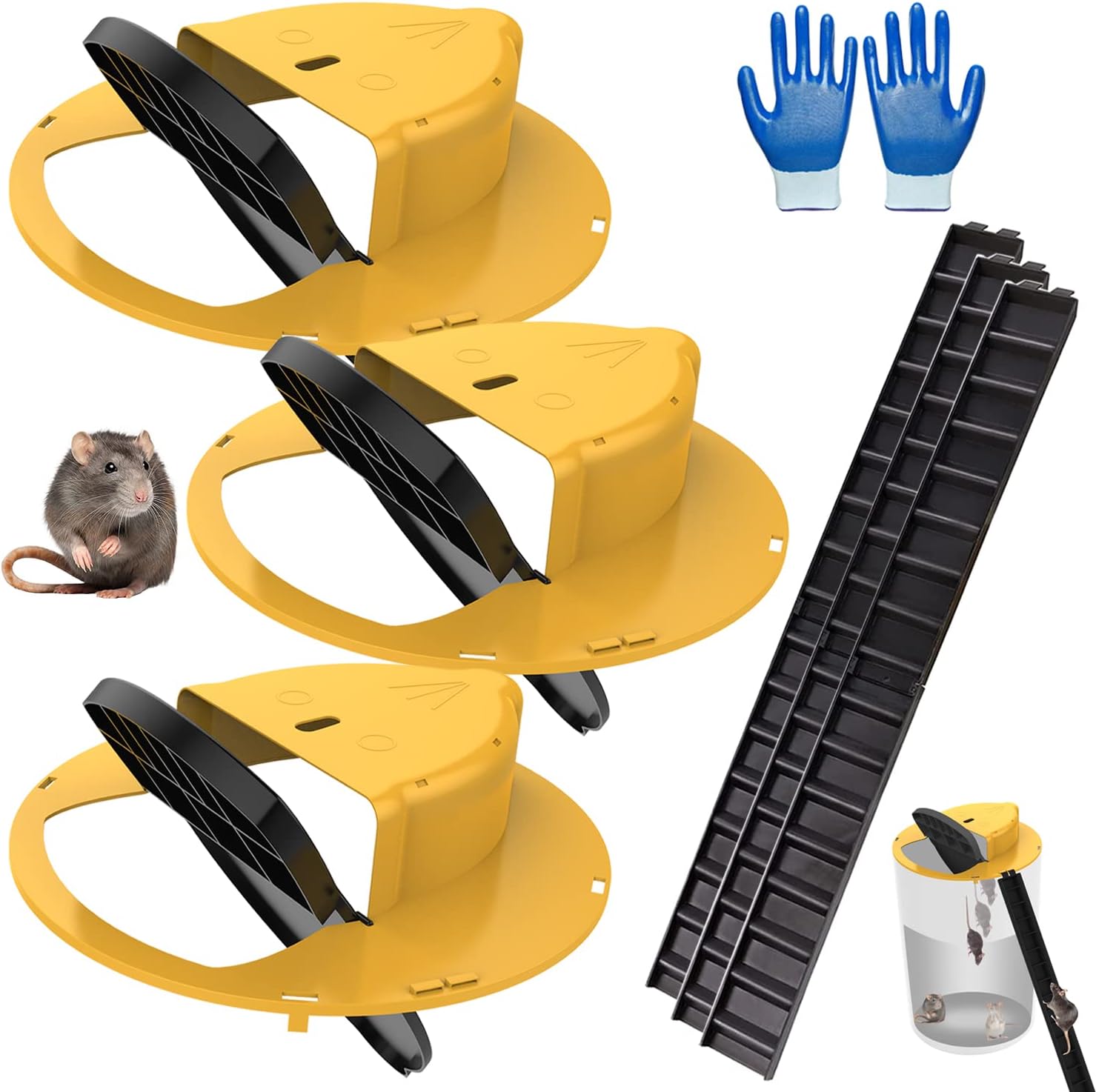 3 PCS Mouse Rat Trap Bucket, Turnover and Slide Bucket Lid Mouse Rat Trap, for