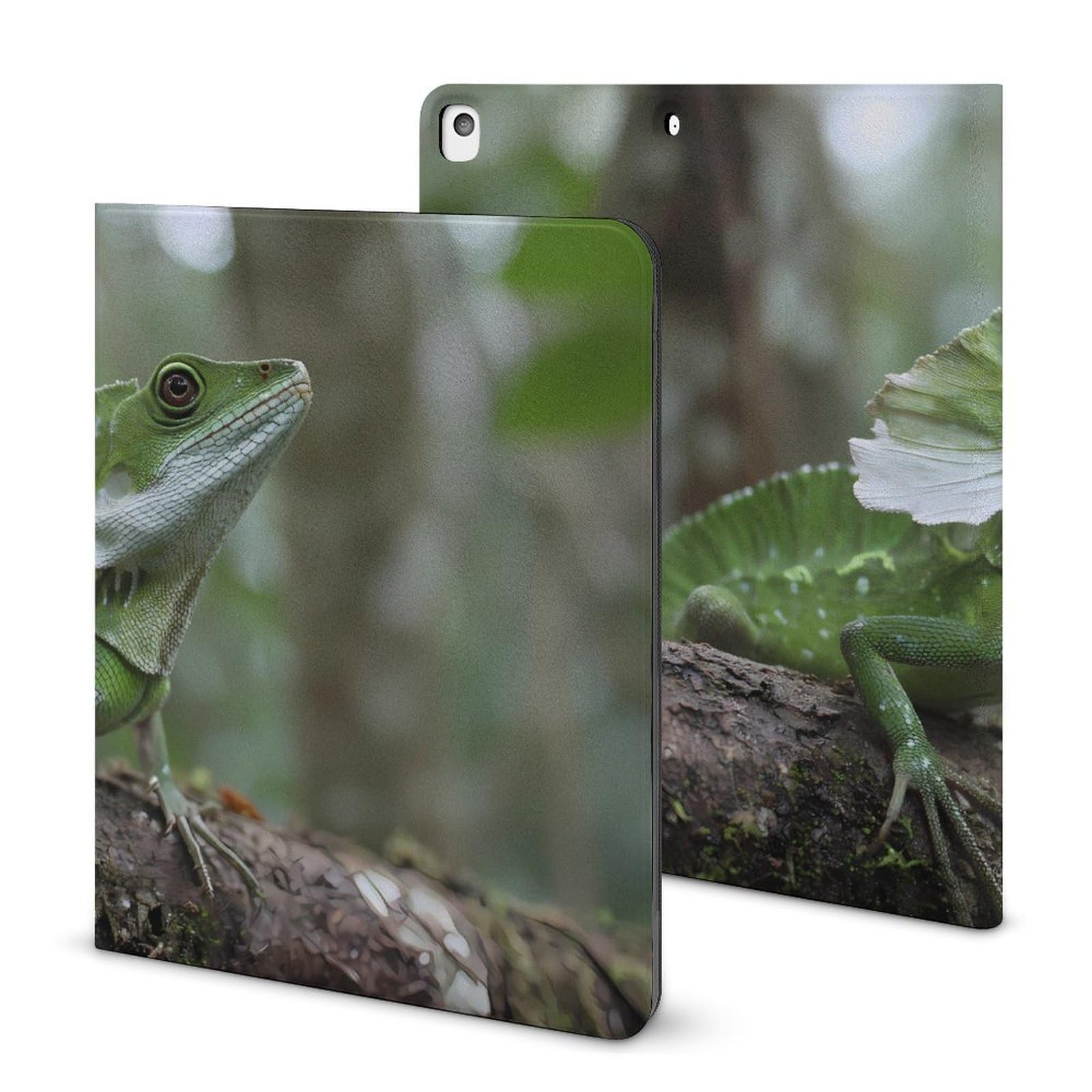 Green Dragon Lizard Lustige Tablet-Hülle Kompatibel mit iPad 2020 (10,2 Zoll) Persönlichkeit Schutzhülle mit Stiftschlitz