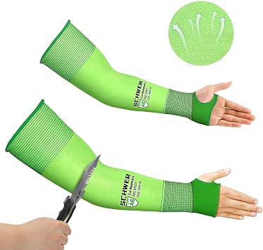 Schwer Ultra-Thin ANSI A6 Cut Resistant Arm Sleeves, 21 Gauge Comfortable and Breathable Protective Sleeves, Arm Protectors for Thin Skin and Bruising, Work, Gardening, Farming, Outdoors, L