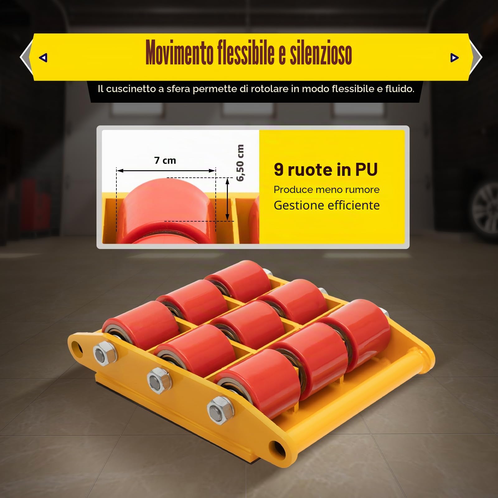Ruota per carichi pesanti da 15 tonnellate gialla, macchina industriale per spostare attrezzature, ruote di trasporto per macchinari industriali, per mobili e dispositivi, rotazione a 360°