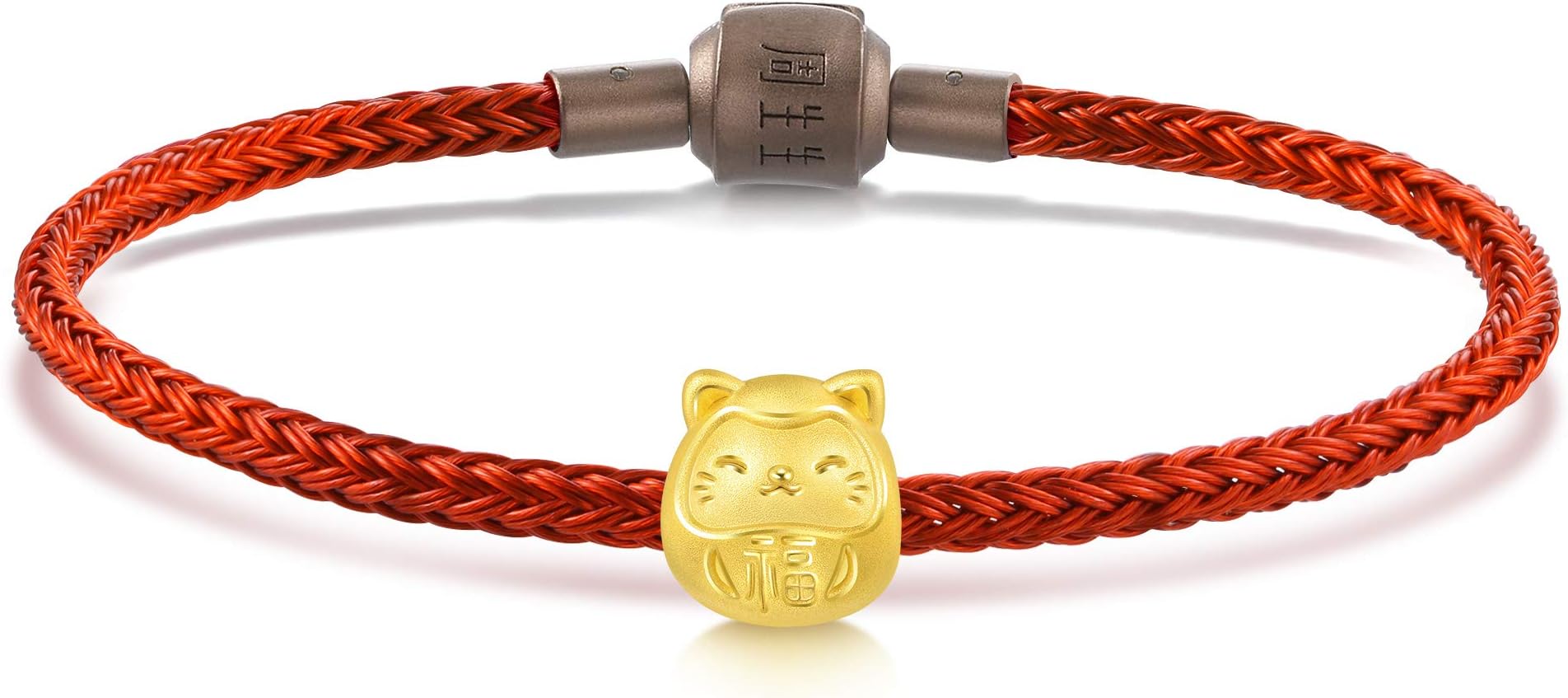 CHOW SANG SANG 999 24K Solid Gold Blessing Bracelet, Fortune Bag Charm Red Bracelet for Women 89197C