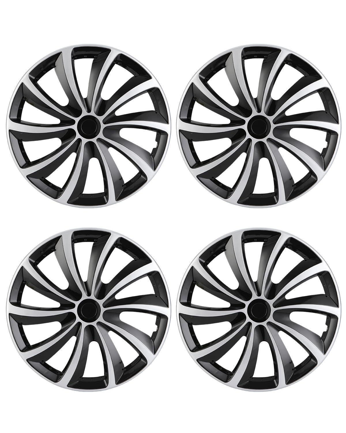 ABX Hubcap Wheel Covers Hub Caps 16 Inch Set of 4 Black &amp; Silver Universal Wheel Rim Cover R16 Stylish Car Decor Wheel Covers for Toyota Camry Nissan Mazda (Black&amp;Silver, 16 inch)