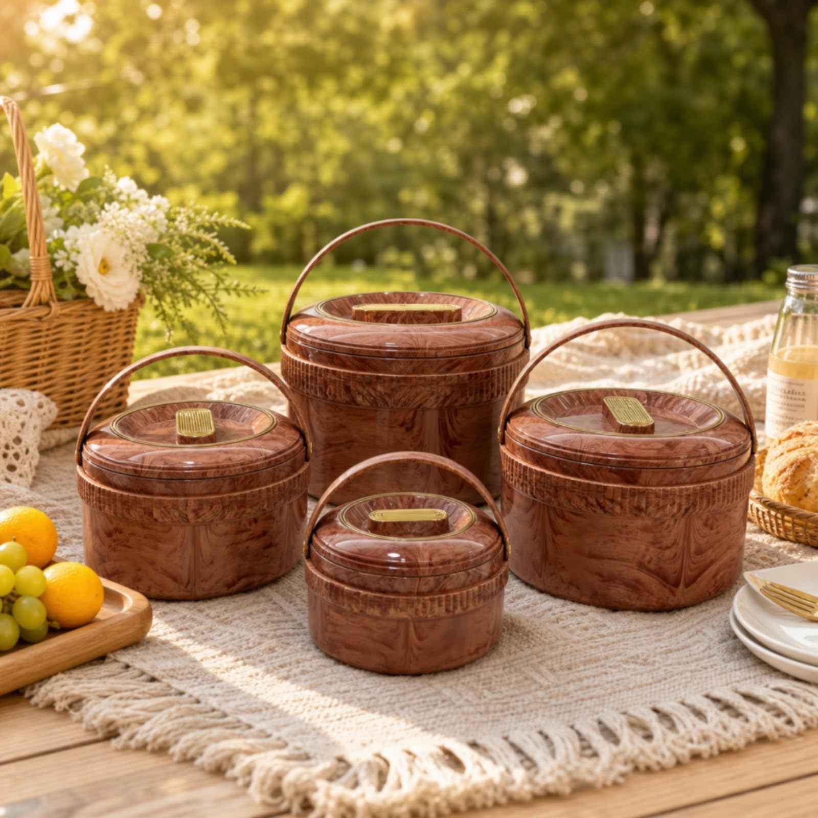 4 Stück Lunchpot mit Tragegriff Isoliert Thermobehälter mit Edelstahl-Innentopf Wärmeisolierend Isolier-Essensbehälter Deckel für Schule, Picknick