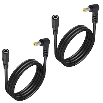 2PCS 3FT 18AWG Right Angle DC5.5mm x 2.5mm Power Extension Cable