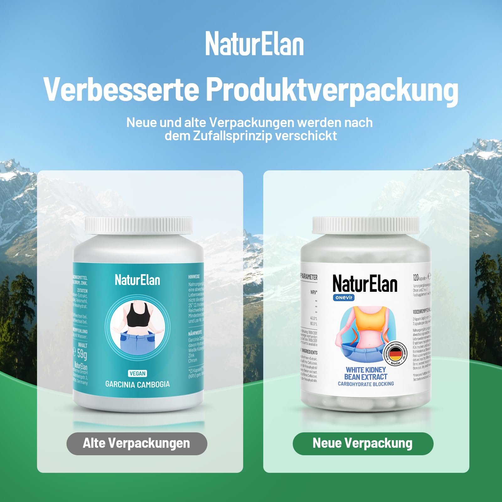 Stoffwechsel-Kapsel Unterstützung 4-in-1 - Hochdosiert mit Garcinia Cambogia-Extrakt, weiße Kidneybohnen Extrakt, Zink&Chrom, 120 vegan Kapseln