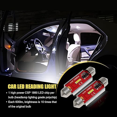 Miniatura 6 de yvshy 2 luces LED de lectura de doble punta para automóvil, Canbus de 1.614 in, luz de techo no polar decodificada de alto brillo, accesorios de