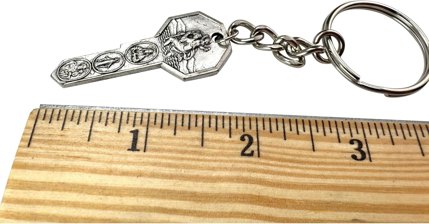 Westmon Works St Christopher Keychain Set Italian Metal Key Ring Medallion with USA Made Saint Prayer Holy Card - Image 6