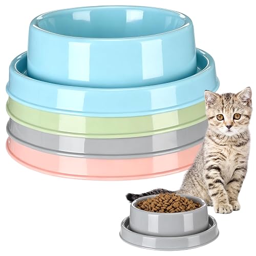 Waydress 4 Pack Ant Proof Pet Bowls, Cat Food and Water Bowls, 8.26 Inch | Ant Proof Bowls for Medium Cats and Dogs, Sturdy Plastic Pet Food Bowls, Colorful Moat Non Slip Design for Outdoor Indoor Use