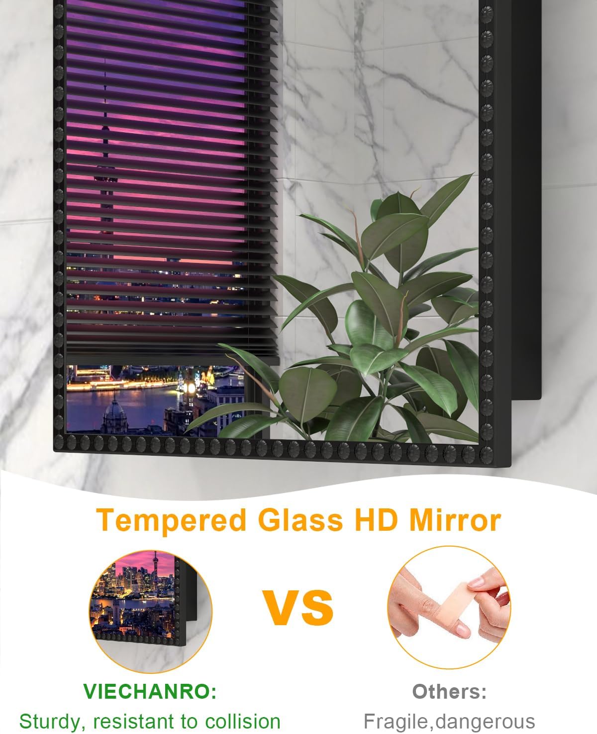 Black Medicine Cabinet for Bathroom, Surface Mount or Recessed Medicine Cabinets with Storage and Arched Mirror 20"x28" , All-Metal Daisy Decor Frame, Includes 2 Adjustable Shelves and 1 Organizer