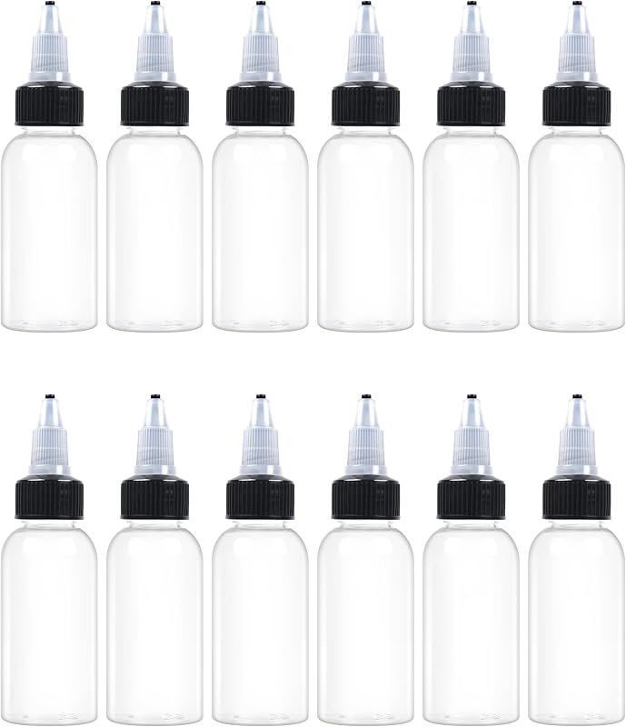 EOSAU 12 frascos plásticos transparentes de 30 mL para líquidos, com tampa de rosca