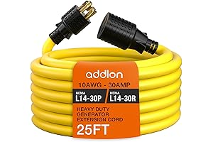 addlon Generator Cable 30 Amp 25FT 4 Prong NEMA L14-30P/R, 7500 Watt...