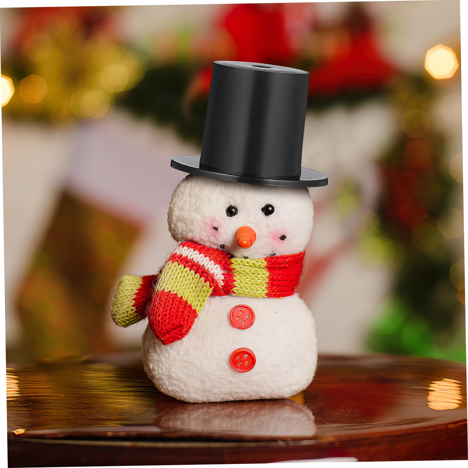 50 Mini Sombreros de Copa de Plástico Negro para Adornos y Accesorios Hechos a Mano, Diseño Encantador y Liviano para Muñecos y Osos en Fiestas Navideñas