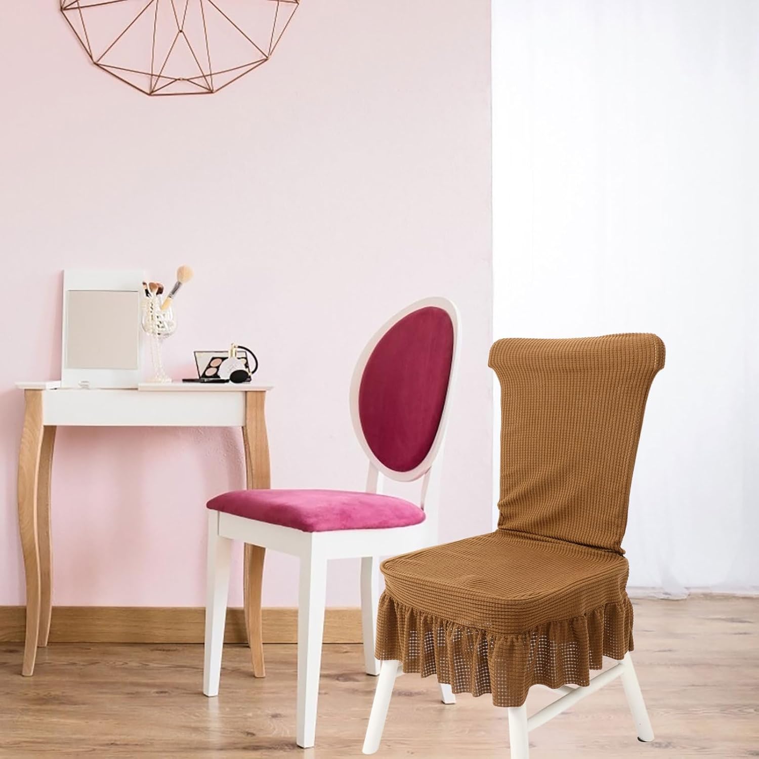 GLEAVI 6pcs Plaid Elastic Chair Covers Removable Stretch for Dining Room Easy to Install Chic Design Suitable for Home and Events