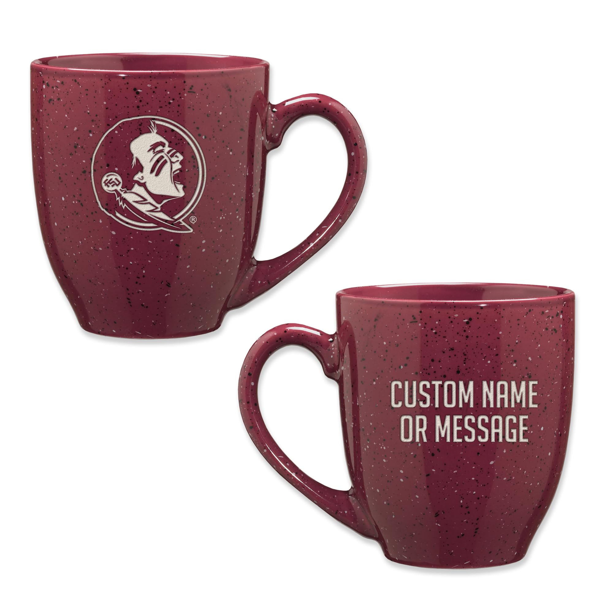 Rico Industries NCAA Florida State Seminoles Maroon Personalized 16 oz Team Color Laser Engraved Speckled Ceramic Coffee Mug