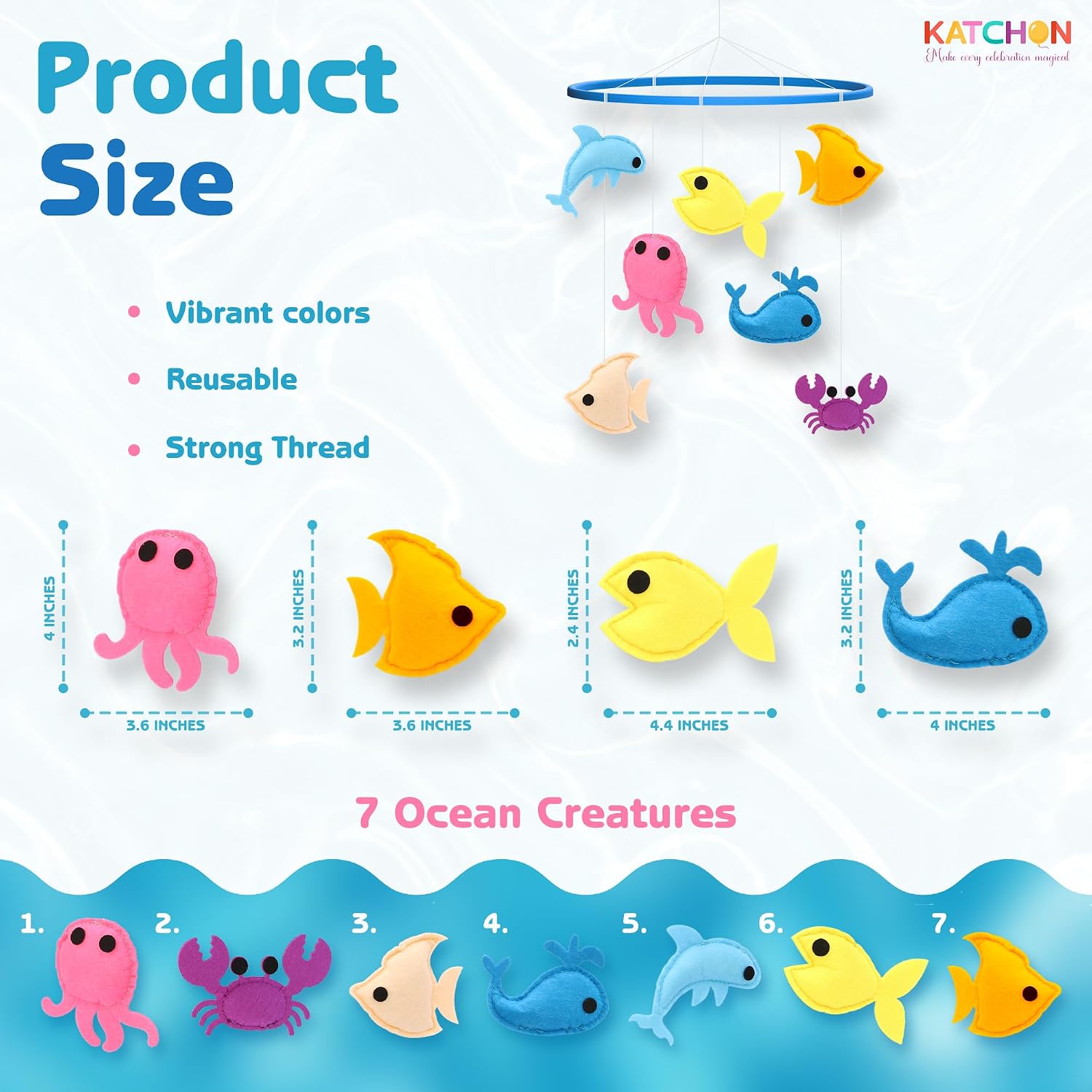 KatchOn, Baby Crib Mobile for Boys and Girls | Ocean Nursery Theme Mobile for Crib | Ocean Theme Decor | Brithday, Baby Shower Gift for Boys and Girls | Infant Bedroom Hanging Decoration
