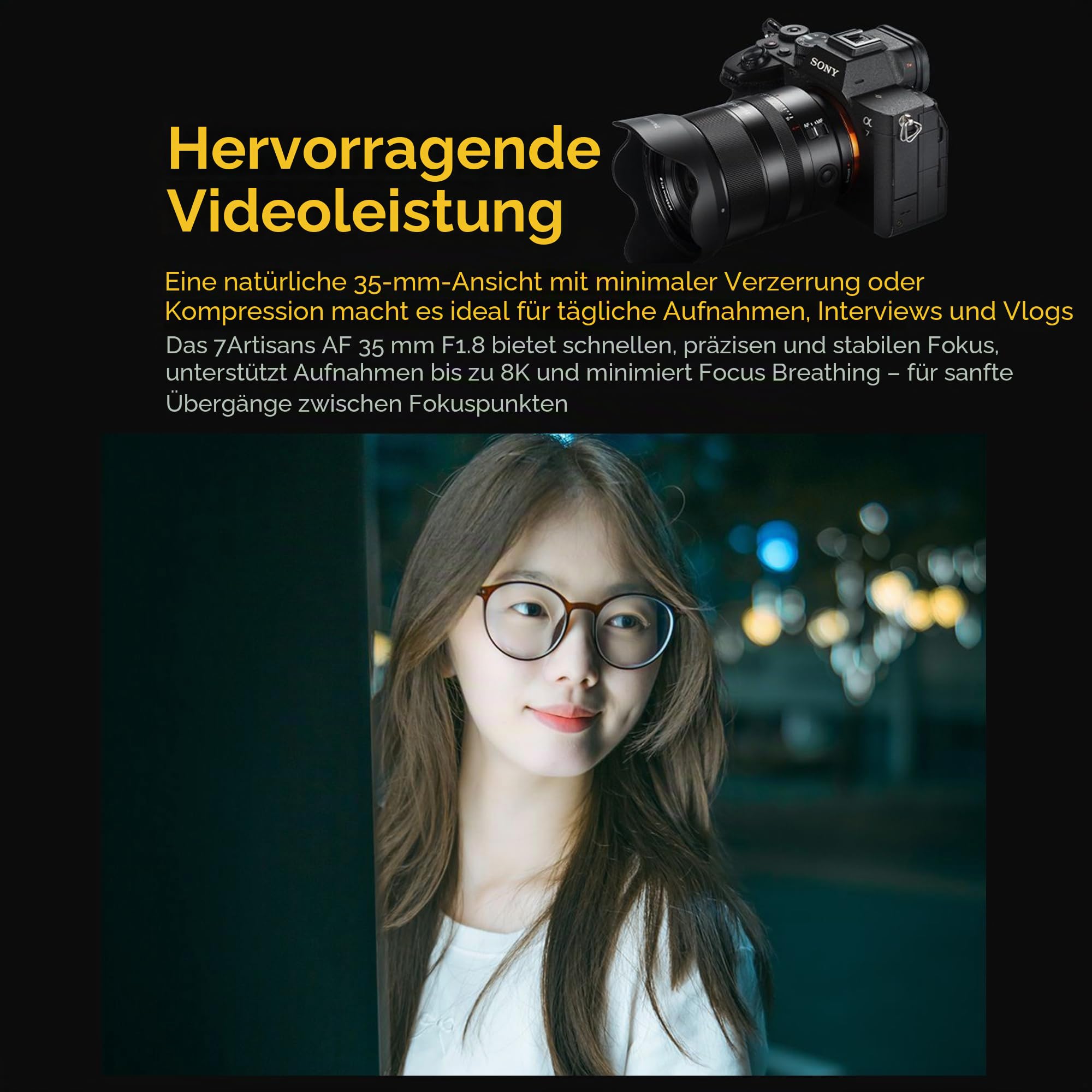 7artisans AF 35mm F1.8 Vollformat-Kameraobjektiv, kompatibel mit Nikon Z-Mount, große Blende, Prime, STM Gesichts-/Augen-Autofokus, für Nikon DSLR-Kameras (schwarz)