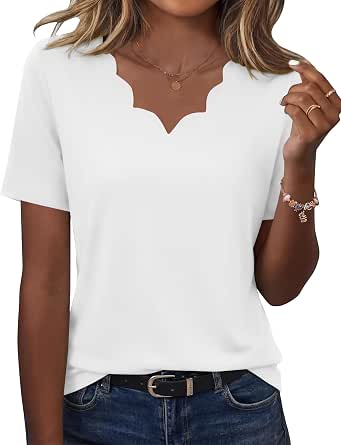 Women's Summer V-Neck Short Sleeve Casual Blouse