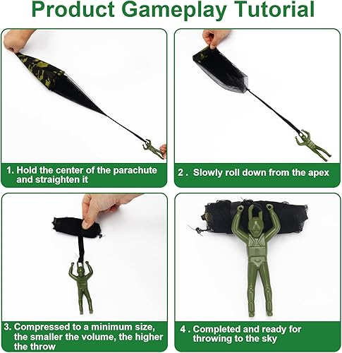 Miniatura 5 de Catcan 12 piezas de juguete de paracaídas de camuflaje para hombre juguete de paracaídas sin enredos lanzamiento de mano al aire libre regalos