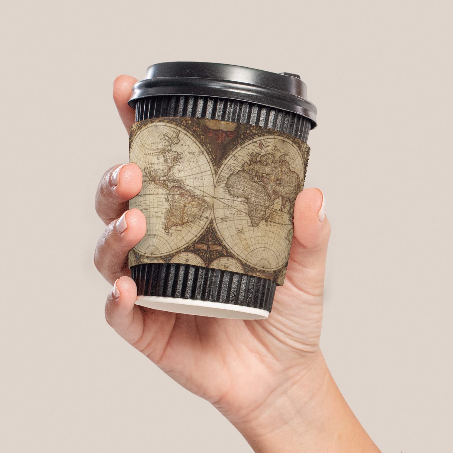 Vintage World Map Coffee Cup Sleeve